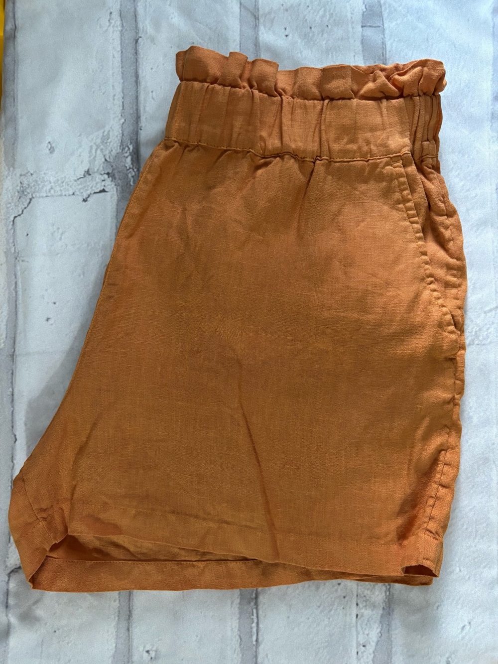 Casual Elastic Waist 100% Linen Shorts — Rust/Terracotta